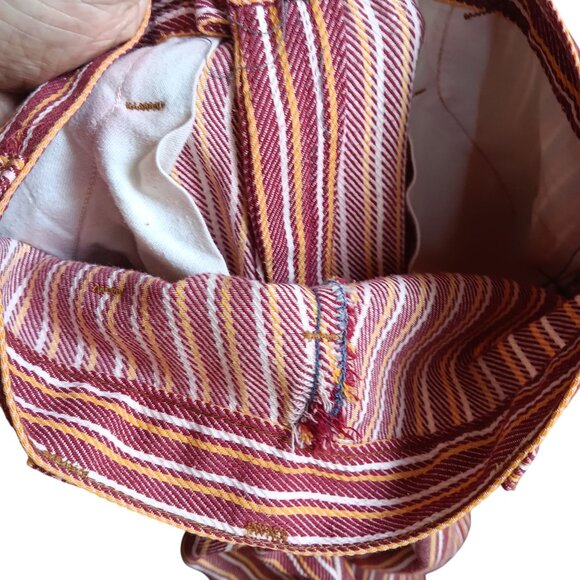 23x26 Boys Vintage Jeans 1970's Red Yellow Striped Flared Distress Hippy Bells - Picture 8 of 8